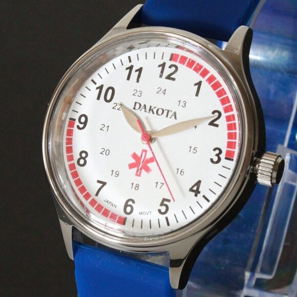 Dakota RN Quartz Nurse Watch Blue Rubber Strap Japanese Movement 35mm - Picture 10 of 13